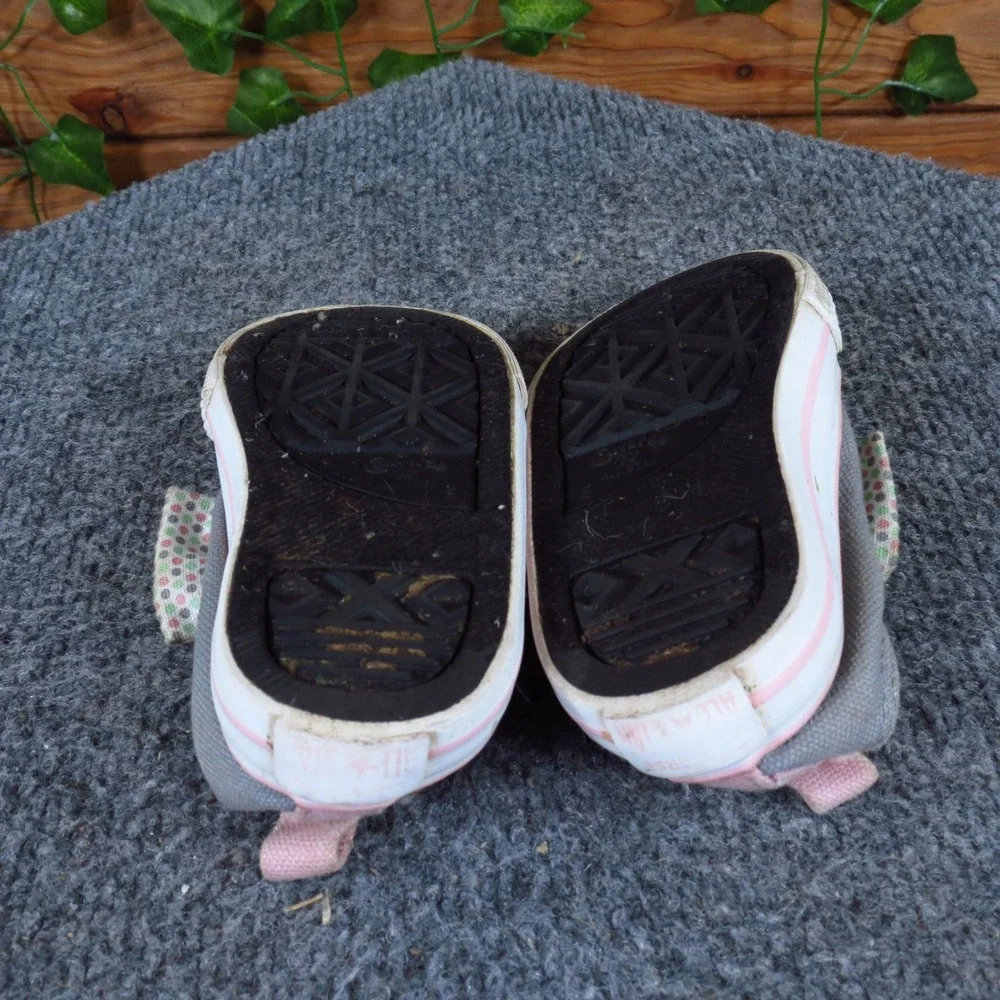 Converse Chuck Taylor All Star Girls Shoe Size 5 Toddler Casual Grey Pink‎ Bow
